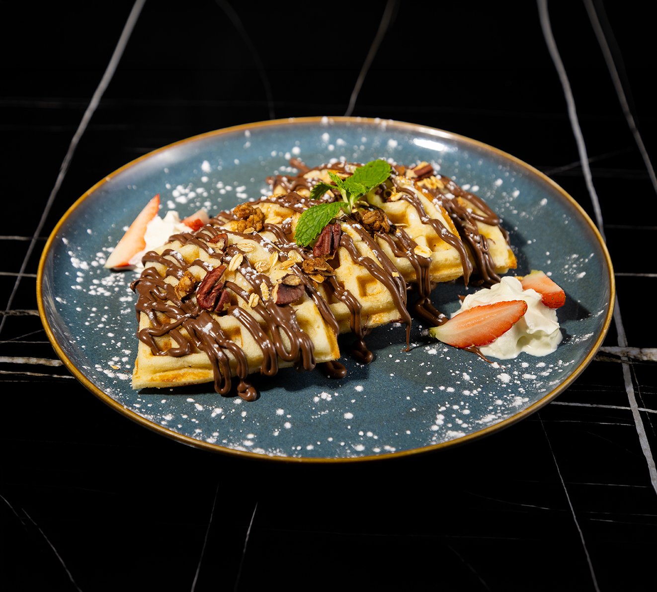 Breakfast Menu Nutella Waffles & Pancakes